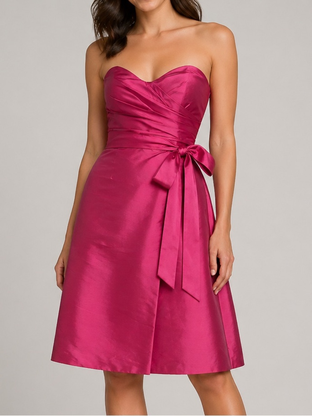 Alfred Sung Women Size 2 Strawberry Pink Strapless Cocktail Dress Style D437
Bow